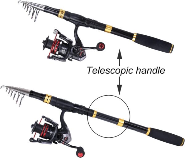 Sougayilang Fishing Rod Combos with Telescopic Fishing Pole Spinning Reels Fishing Carrier Bag for Travel Saltwater Freshwater Fishing - Image 6