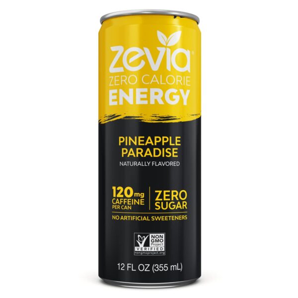 Zevia Zero Calorie Energy Drink， Pineapple Paradise， 12 Fl Oz (Pack of 12) - Image 6