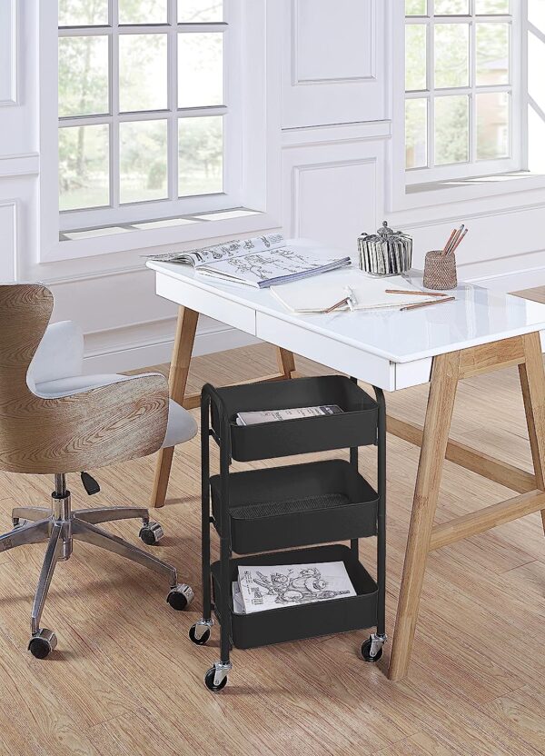 SunnyPoint 3-Tier Delicate Compact Rolling Metal Storage Organizer - Mobile Utility Cart Kitchen/Under Desk Cart with Caster Wheels (Turq, Compact (15.5" X 26.8" X 10.27")) - Image 4