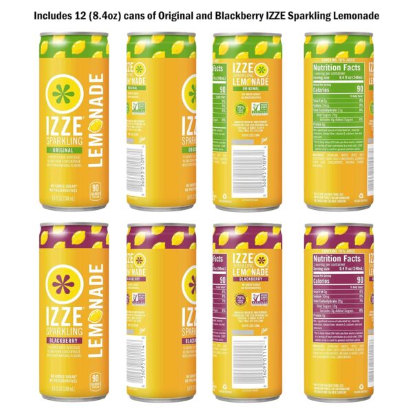 Izze Sparkling Juice, 4 Flavor Variety Pack, 8.4 Fl Oz (24 Count) - Image 3