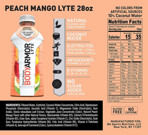BODYARMOR LYTE Sports Drink Low-Calorie Sports Beverage, Kiwi Strawberry, Natural Flavors With Vitamins, Potassium-Packed Electrolytes, Perfect For Athletes, 16 Fl Oz (Pack of 12) - Image 4