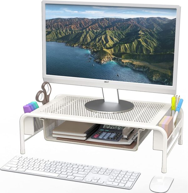 SimpleHouseware Metal Desk Monitor Stand Riser with Organizer Drawer - Image 6