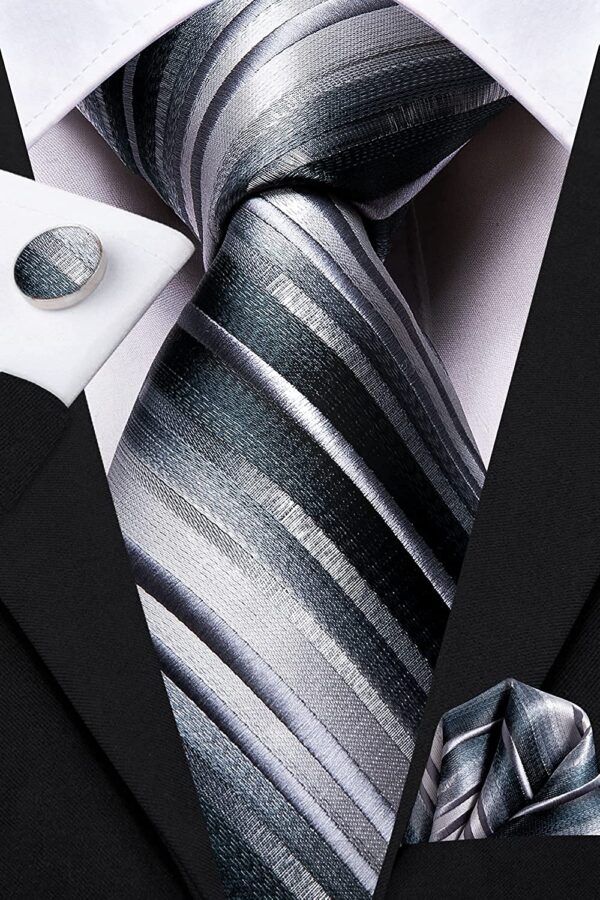 Dubulle Mens Paisely Silk Tie for Men Necktie and Pocket Square Set - Image 7
