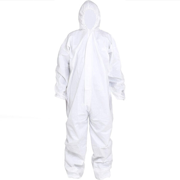 Disposable Protective Coverall with Hood, Elastic Cuff for Spray Painting Cleaning Work,Pack of 5