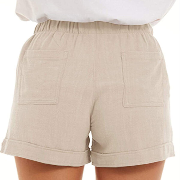 FANGJIN Womens Shorts Summer Casual Drawstring Elastic Waist Shorts Cotton Linen Hot Pant with Pockets Size S-XXL