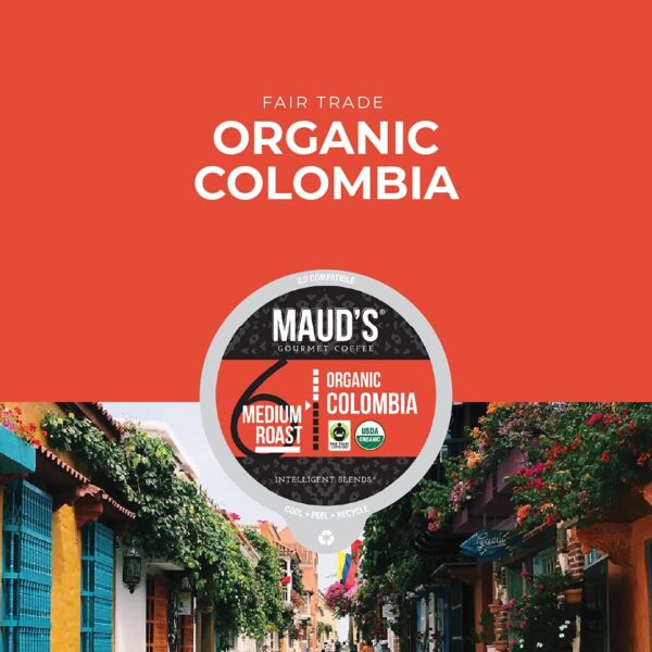 Maud's Organic Colombian Coffee (Organic Medium Roast Coffee)， 24ct. Solar Energy Produced Recyclable Single Serve Fair Trade Single Origin Organic Coffee Pods - 100% Arabica Coffee， KCup Compatible - Image 3