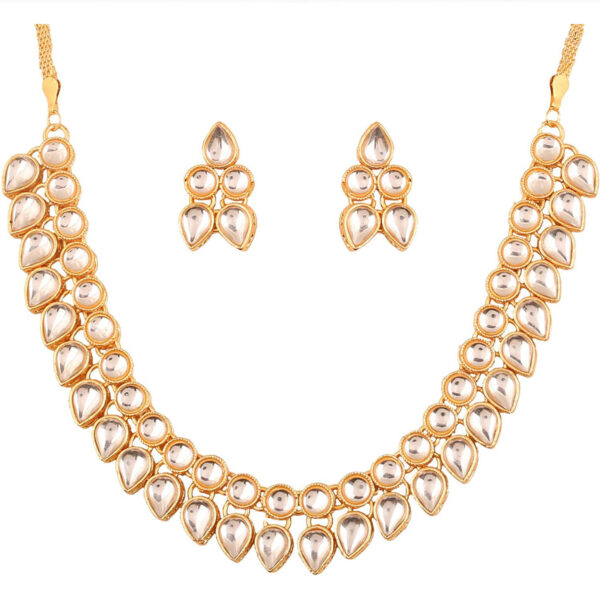 Touchstone Indian Bollywood Handcrafted Traditional Royal Mughal Kundan Polki Meenakari Enamel Colorful Wedding Designer Jewelry Necklace Choker Set in Gold and Silver Tone for Women.