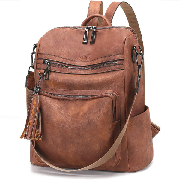 OPAGE Leather Backpack Purse for Women Fashion Tassel Ladies Shoulder Bags Designer Large Backpack Travel Bag