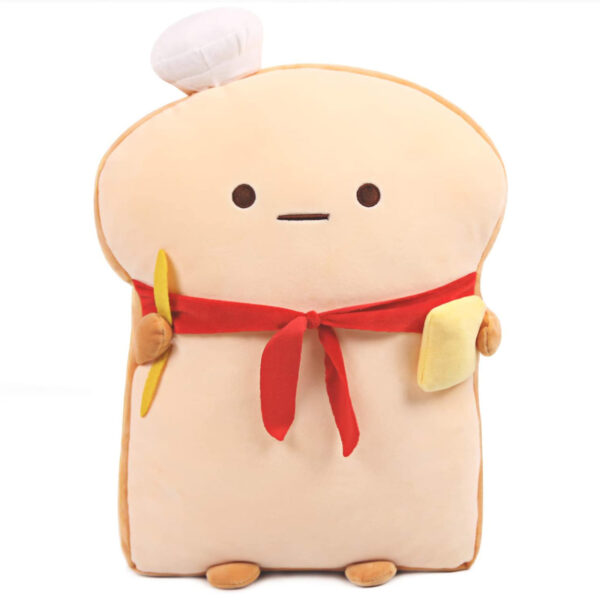 ARELUX Funny Toast Sliced Bread Pillow,Bread Shape Plush Hugging Pillow with Red Scarf,Soft Toast Food Sofa Cushion for Home Decor,Plush Toy Gifts for Kids Birthday(17.7'')