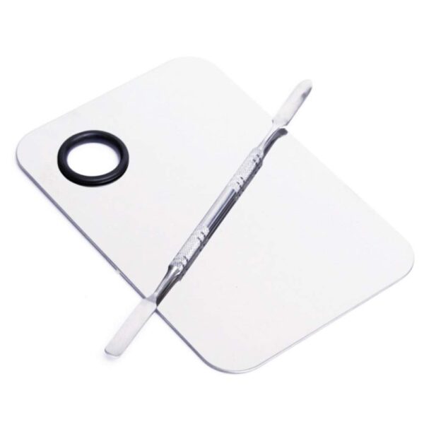 Stainless Steel Cosmetic Makeup Palette, Professional Cosmetic Mixing Makeup Palette Spatula Makeup Artist Tool, Beauty Salon Color Cream Mixing Palette With A Spatula Makeup Nail Art Palette - Image 7