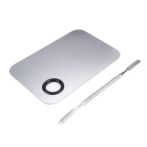 Stainless Steel Cosmetic Makeup Palette, Professional Cosmetic Mixing Makeup Palette Spatula Makeup Artist Tool, Beauty Salon Color Cream Mixing Palette With A Spatula Makeup Nail Art Palette - Image 6