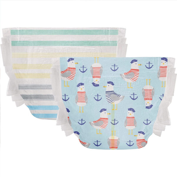 The Honest Company Clean Conscious Diapers | Plant-Based, Sustainable | Classic Stripes + Feeling Nauti | Super Club Box, Size 3 (16-28 lbs), 136 Count