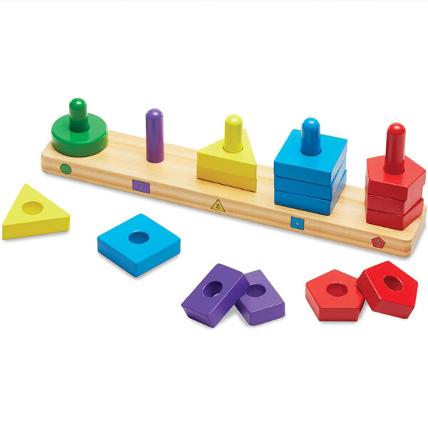 Melissa & Doug Stack and Sort Board - Wooden Educational Toy for age 2+ years With 15 Solid Wood Pieces
