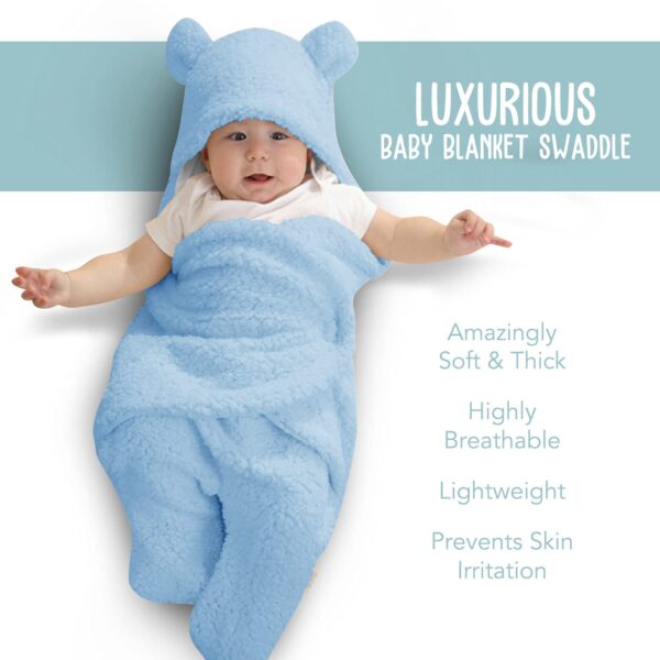 BlueMello Baby Swaddle Blanket | Ultra-Soft Plush Essential for Infants 0-6 Months | Receiving Swaddling Wrap White | Ideal Newborn Registry and Toddler Boy Accessories | Perfect Baby Girl Shower Gift - Image 9