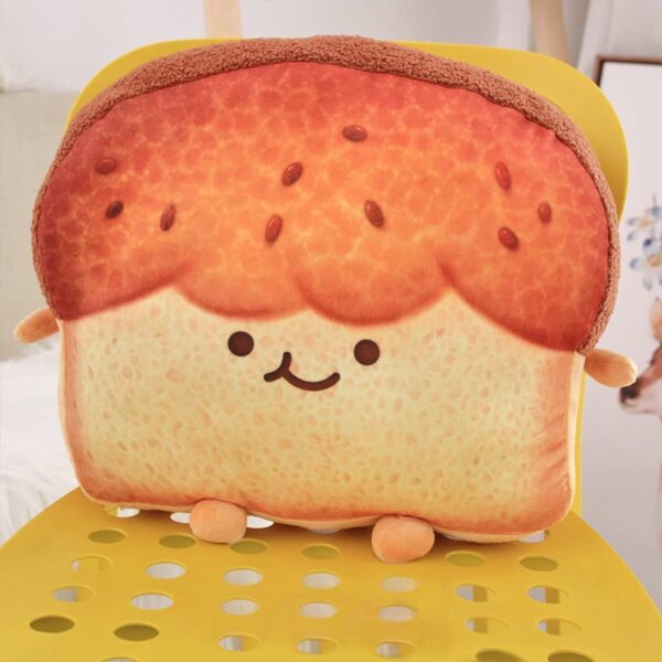 ARELUX Funny Toast Sliced Bread Pillow,Bread Shape Plush Hugging Pillow with Red Scarf,Soft Toast Food Sofa Cushion for Home Decor,Plush Toy Gifts for Kids Birthday(17.7'') - Image 5