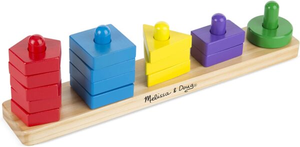 Melissa & Doug Stack and Sort Board - Wooden Educational Toy for age 2+ years With 15 Solid Wood Pieces - Image 4