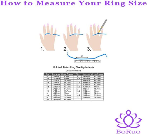 BORUO 925 Sterling Silver Ring - Stackable Music Note Band - Comfort Fit Silver Rings Women - Music Note Silver Band Ring - Fine Jewellery Stackable Ring, 2mm, Size 4-12 - Image 3