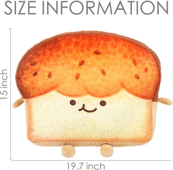ARELUX Funny Toast Sliced Bread Pillow,Bread Shape Plush Hugging Pillow with Red Scarf,Soft Toast Food Sofa Cushion for Home Decor,Plush Toy Gifts for Kids Birthday(17.7'') - Image 7