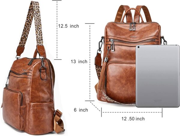 OPAGE Leather Backpack Purse for Women Fashion Tassel Ladies Shoulder Bags Designer Large Backpack Travel Bag - Image 3