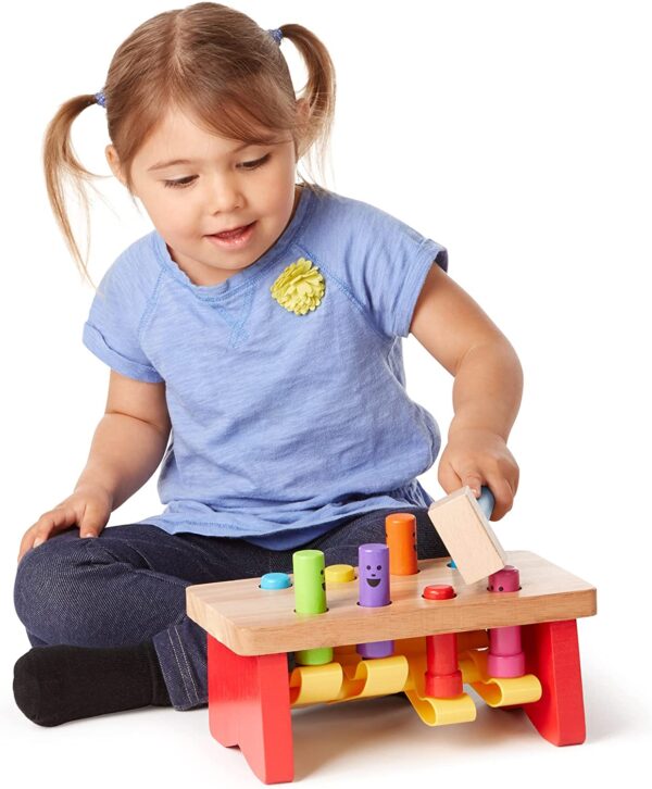 Melissa & Doug Deluxe Pounding Bench Wooden Toy With Mallet - STEAM Toddler Toy - Image 7