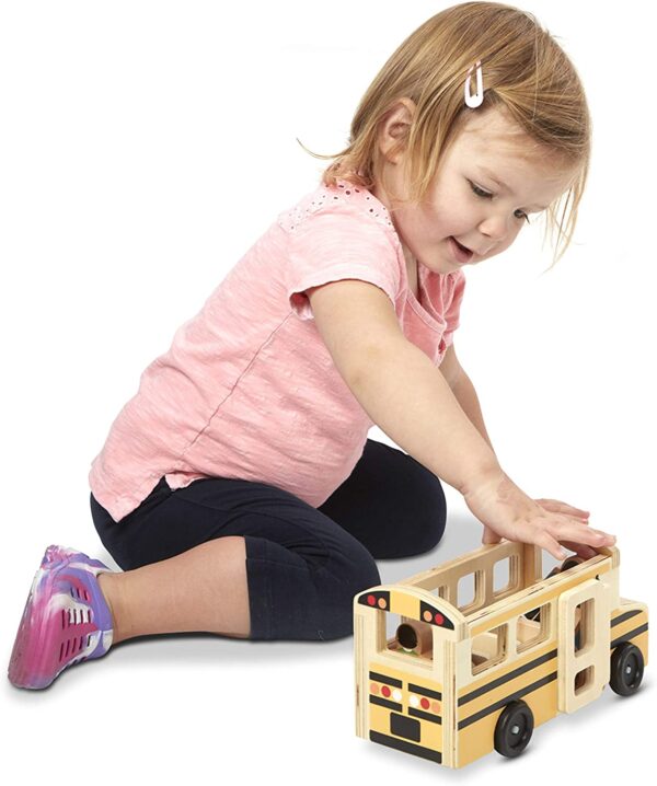 Melissa & Doug School Bus Wooden Play Set With 7 Figures - School Bus Toddler Toy For Pretend Play, Classic Toys For Kids - Image 4