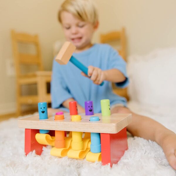 Melissa & Doug Deluxe Pounding Bench Wooden Toy With Mallet - STEAM Toddler Toy - Image 3
