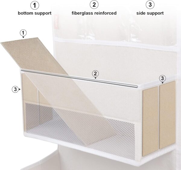 Univivi Door Hanging Organizer Nursery Closet Cabinet Baby Storage with 4 Large Pockets and 3 Small PVC Pockets for Cosmetics, Toys and Sundries Grey - Image 5