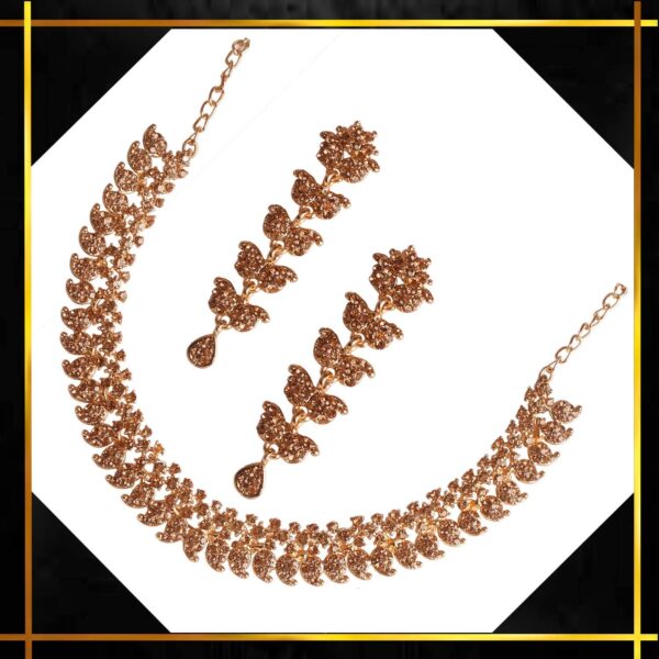 Touchstone Hollywood Glamour crystals rhinestones paisley motif grand jewelry necklace in antique gold or white tone for women - Image 4