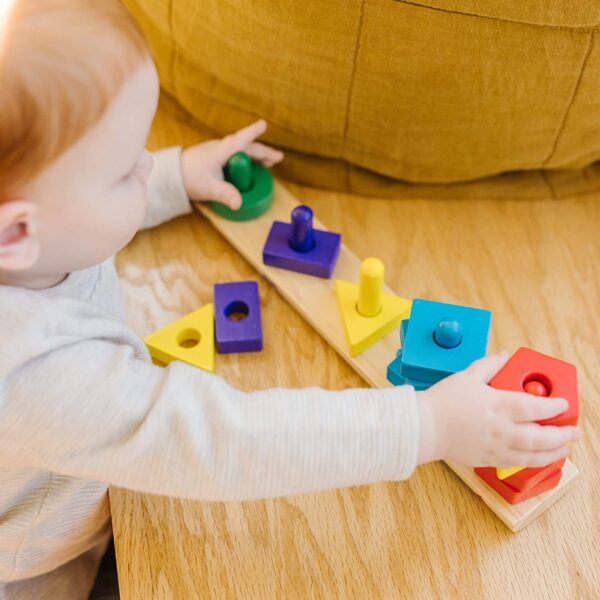 Melissa & Doug Stack and Sort Board - Wooden Educational Toy for age 2+ years With 15 Solid Wood Pieces - Image 10