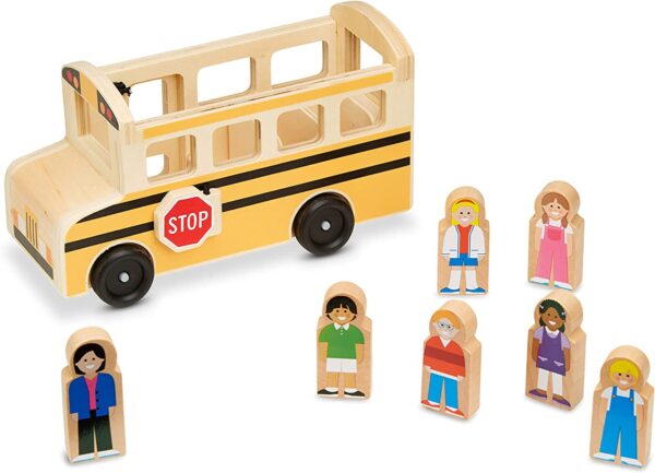 Melissa & Doug School Bus Wooden Play Set With 7 Figures - School Bus Toddler Toy For Pretend Play, Classic Toys For Kids - Image 5