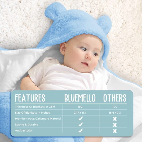 BlueMello Baby Swaddle Blanket | Ultra-Soft Plush Essential for Infants 0-6 Months | Receiving Swaddling Wrap White | Ideal Newborn Registry and Toddler Boy Accessories | Perfect Baby Girl Shower Gift - Image 7