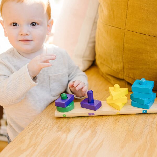 Melissa & Doug Stack and Sort Board - Wooden Educational Toy for age 2+ years With 15 Solid Wood Pieces - Image 2