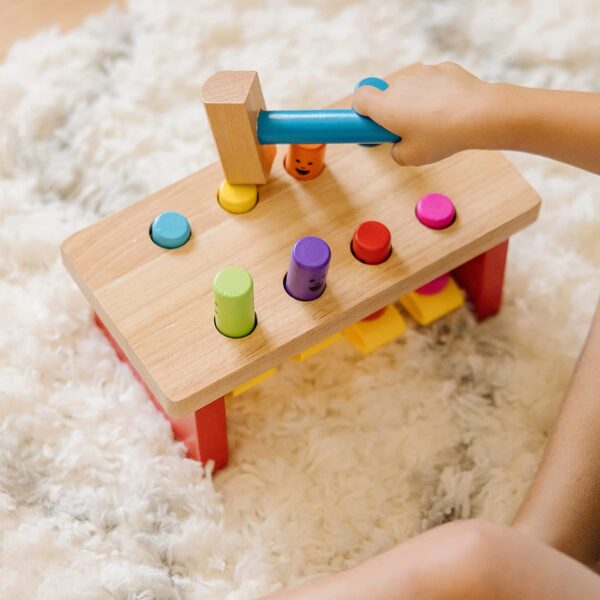 Melissa & Doug Deluxe Pounding Bench Wooden Toy With Mallet - STEAM Toddler Toy - Image 6
