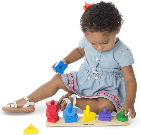 Melissa & Doug Stack and Sort Board - Wooden Educational Toy for age 2+ years With 15 Solid Wood Pieces - Image 5