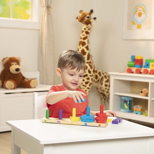 Melissa & Doug Stack and Sort Board - Wooden Educational Toy for age 2+ years With 15 Solid Wood Pieces - Image 8