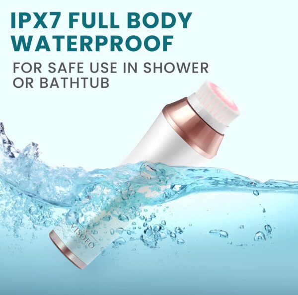Rechargeable Waterproof Facial Cleansing Brush for Women with Oily, Dry, Mixed and Normal Skin | Exfoliating Spin Face Brush Cleanser Scrubber Cleaning Wash Scrub Exfoliator Cleanser with 7 Brushes - Image 3