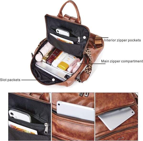 OPAGE Leather Backpack Purse for Women Fashion Tassel Ladies Shoulder Bags Designer Large Backpack Travel Bag - Image 4
