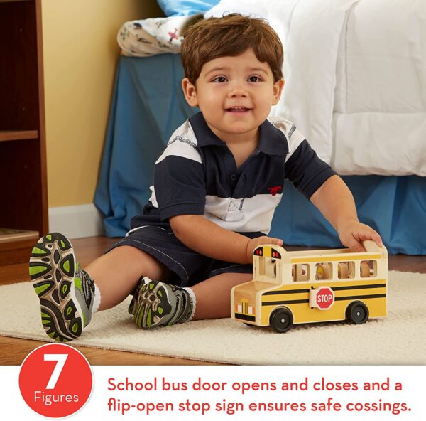 Melissa & Doug School Bus Wooden Play Set With 7 Figures - School Bus Toddler Toy For Pretend Play, Classic Toys For Kids - Image 8
