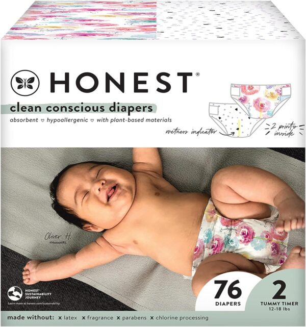 The Honest Company Clean Conscious Diapers | Plant-Based, Sustainable | Classic Stripes + Feeling Nauti | Super Club Box, Size 3 (16-28 lbs), 136 Count - Image 11