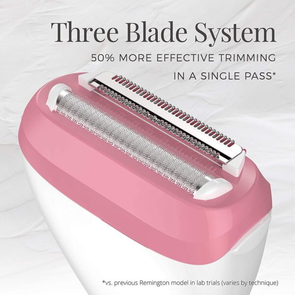 Remington WDF4821US Smooth & Silky Electric Shaver for Women, 3-Blade Cordless Foil Shaver and Bikini Trimmer for Wet or Dry Use, Pink - Image 10