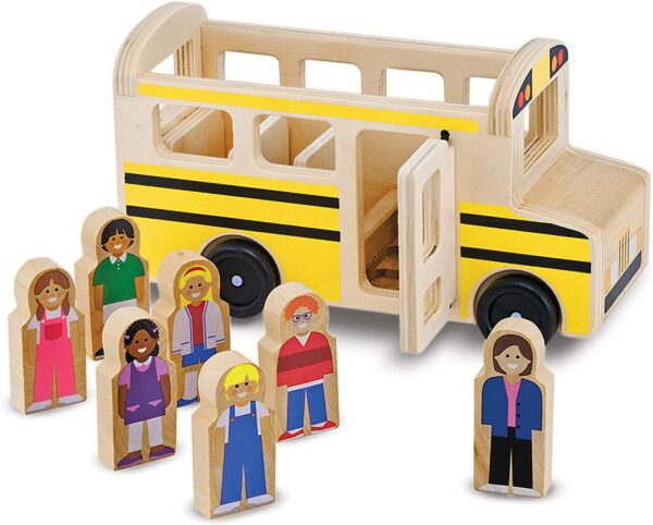 Melissa & Doug School Bus Wooden Play Set With 7 Figures - School Bus Toddler Toy For Pretend Play, Classic Toys For Kids - Image 9