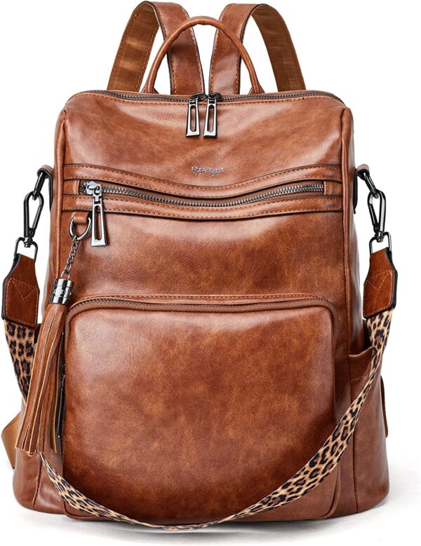 OPAGE Leather Backpack Purse for Women Fashion Tassel Ladies Shoulder Bags Designer Large Backpack Travel Bag - Image 2
