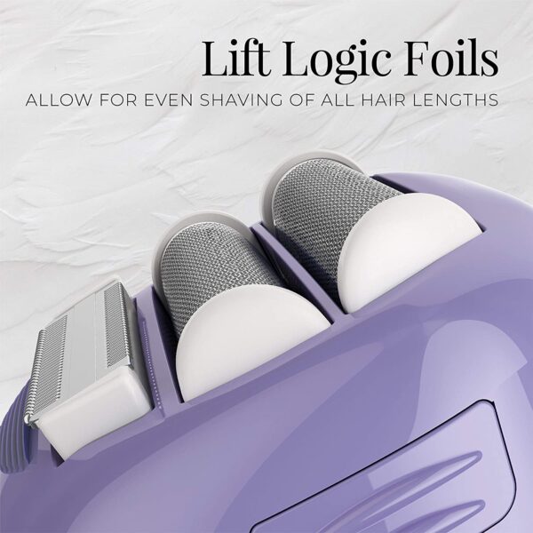 Remington WDF5030A Smooth & Silky Electric Shaver for Women, 4-Blade Smooth Glide Foil Shaver and Bikini Trimmer with Almond Oil Strip, Purple/White - Image 6