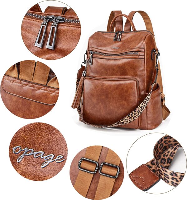 OPAGE Leather Backpack Purse for Women Fashion Tassel Ladies Shoulder Bags Designer Large Backpack Travel Bag - Image 5