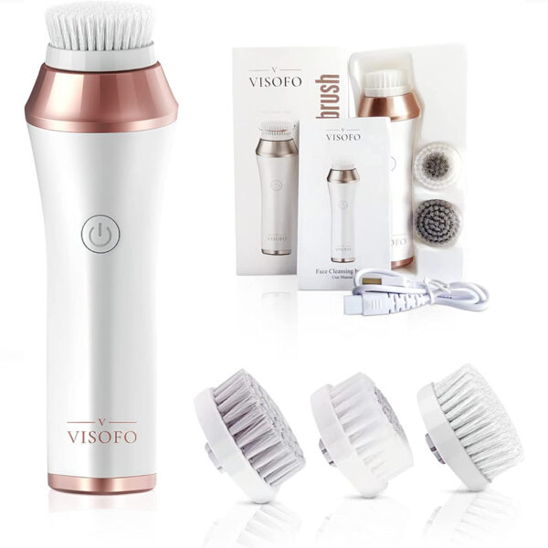 Rechargeable Waterproof Facial Cleansing Brush for Women with Oily, Dry, Mixed and Normal Skin | Exfoliating Spin Face Brush Cleanser Scrubber Cleaning Wash Scrub Exfoliator Cleanser with 7 Brushes
