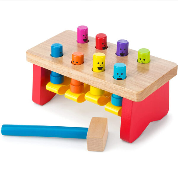 Melissa & Doug Deluxe Pounding Bench Wooden Toy With Mallet - STEAM Toddler Toy